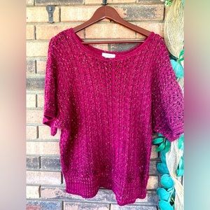 Women’s Dressbarn Open Knit Short Sleeve Sweater 14/16